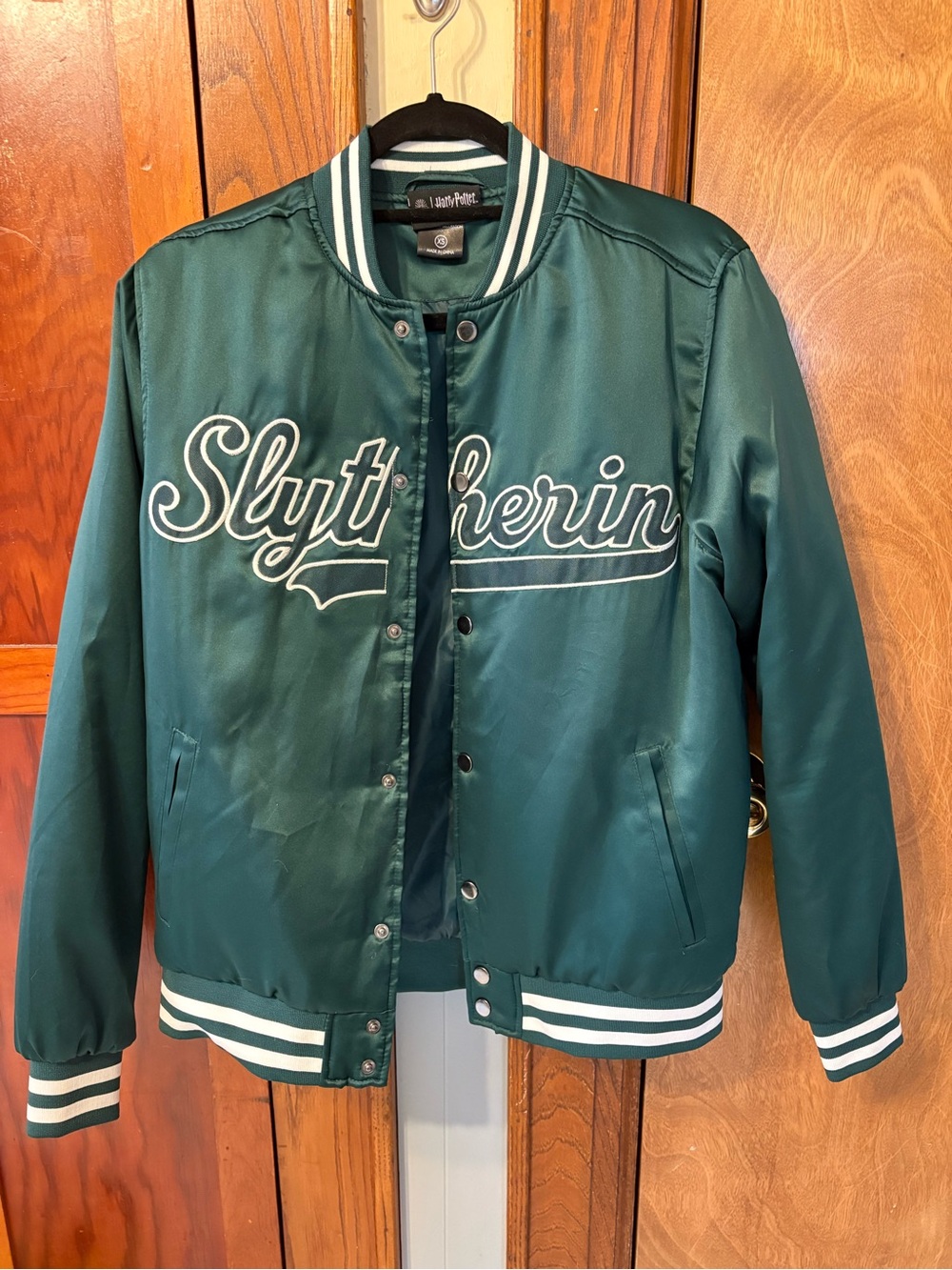 Slytherin Harry Potter Green Satin Bomber